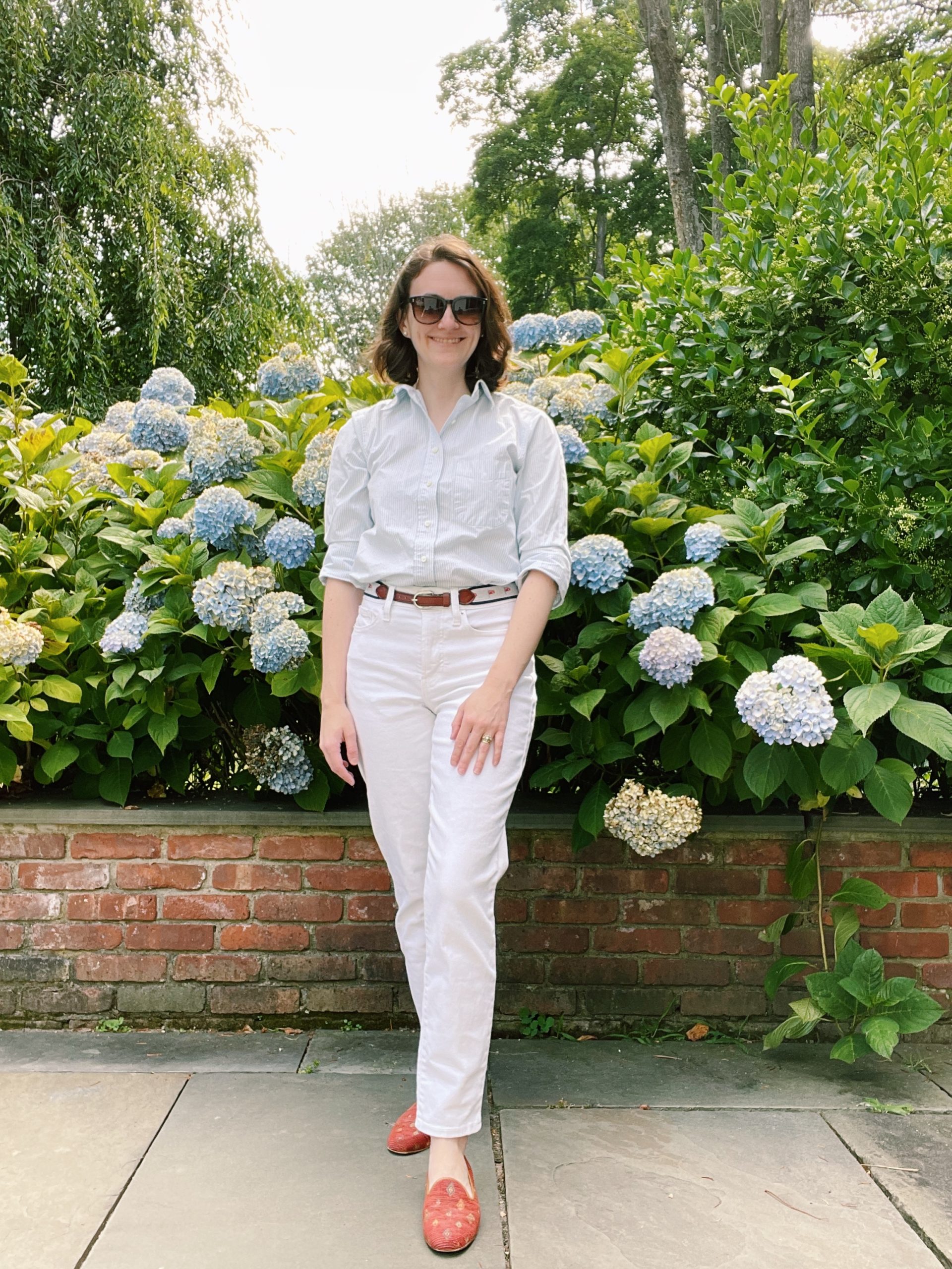 Outfit Post: Ann Mashburn Boyfriend Shirt and White Jeans